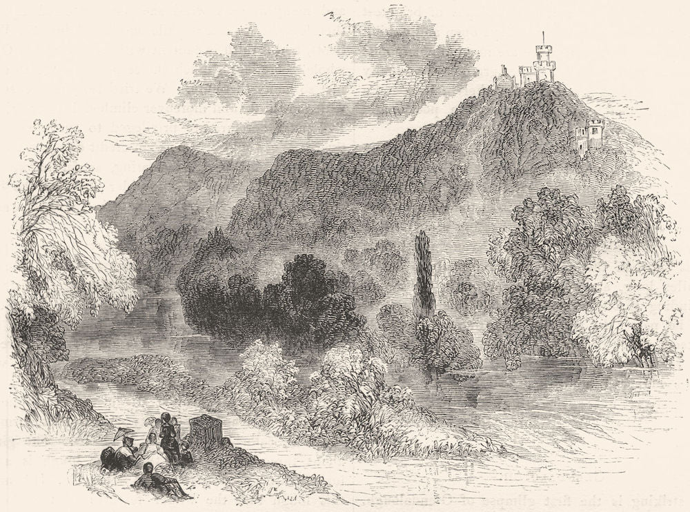 IRELAND. Vale of Avoca-first meeting of the waters 1850 old antique print